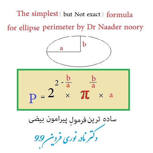  فرمول  محیط بیضی   another simple  ellipse formula by Dr Naader noory